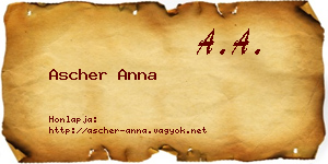 Ascher Anna névjegykártya